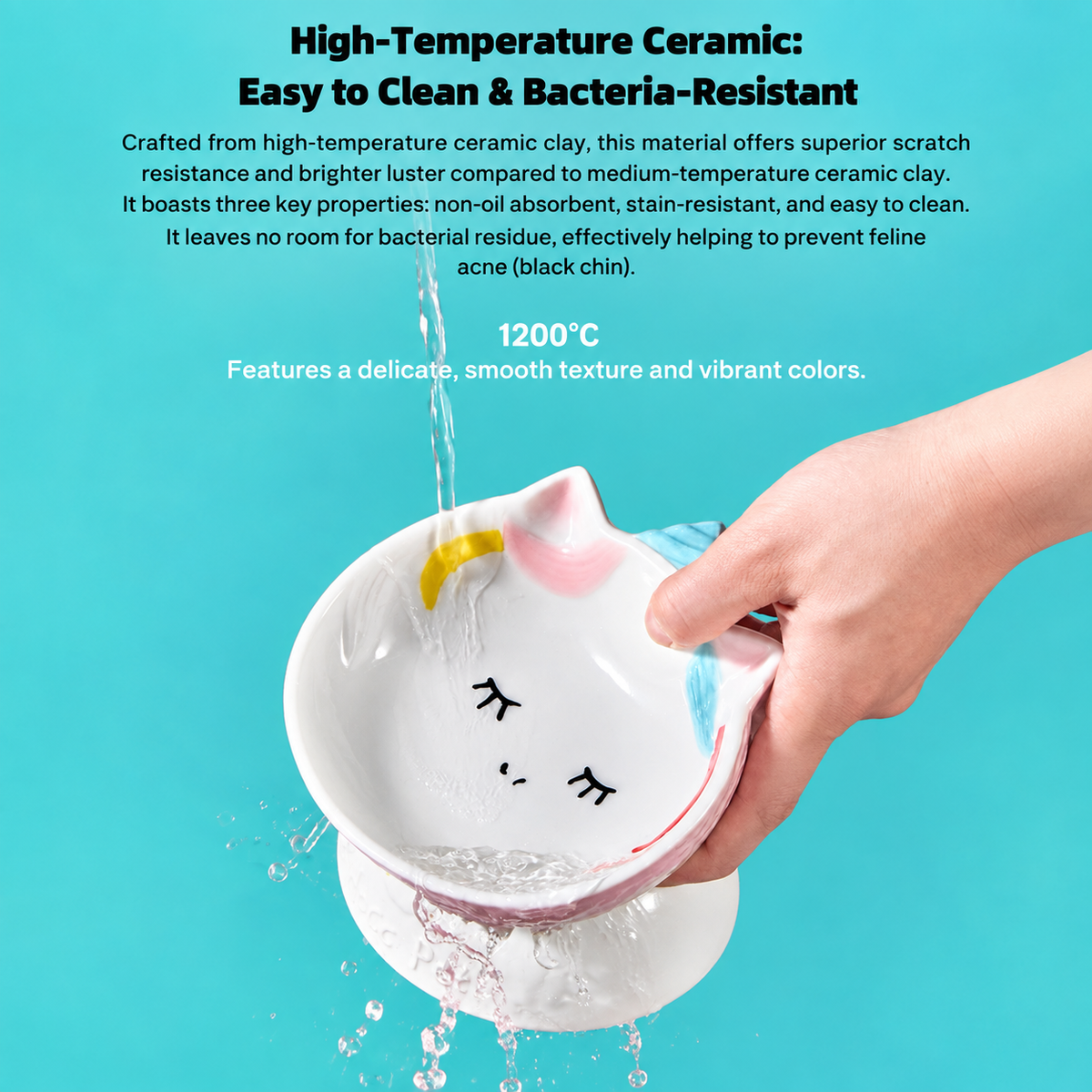 Unicorn-Shaped Ceramic Pet Bowl | detail image 5 | square correction | FULL_FRAME_OUTPAINT_TEXT_LAYOUT_REBUILD | 20260919