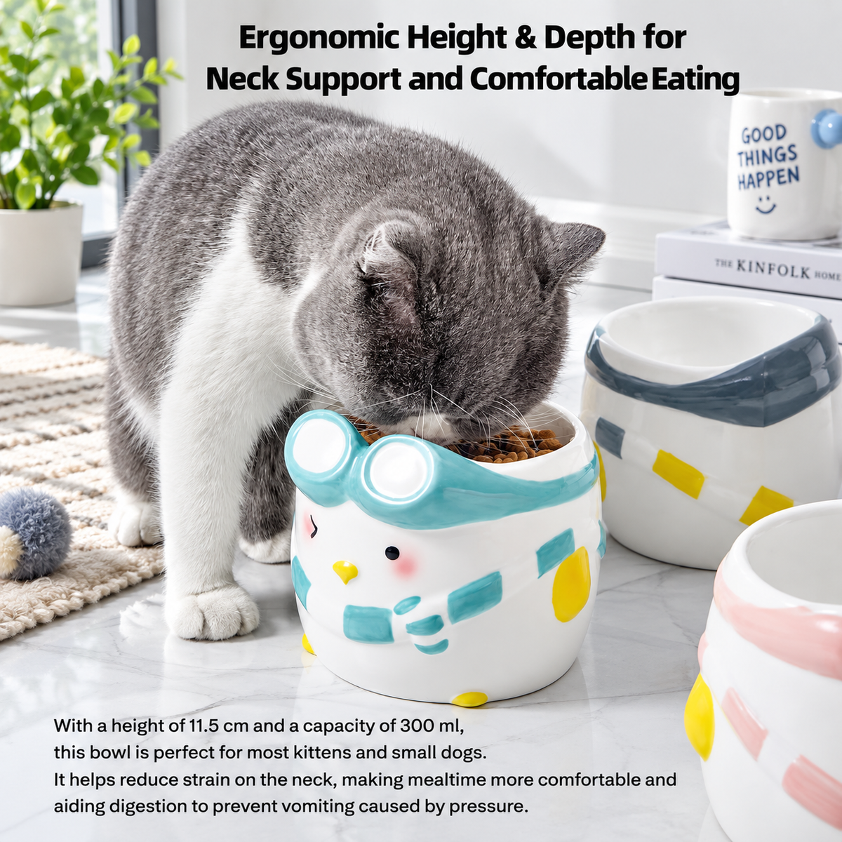 Penguin Ski Ceramic Pet Bowl | detail image 5 | square correction | FULL_FRAME_OUTPAINT_TEXT_LAYOUT_REBUILD | 20260919