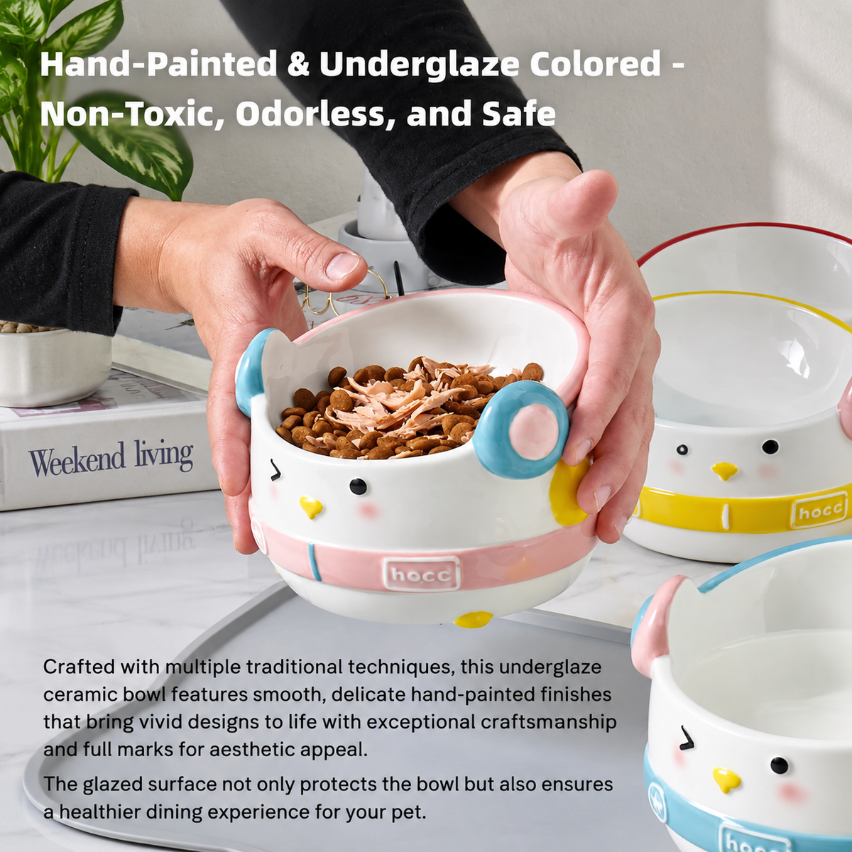 Hip-Hop Penguin Ceramic Pet Bowl | detail image 6 | square correction | FULL_FRAME_OUTPAINT_TEXT_LAYOUT_REBUILD | 20260919