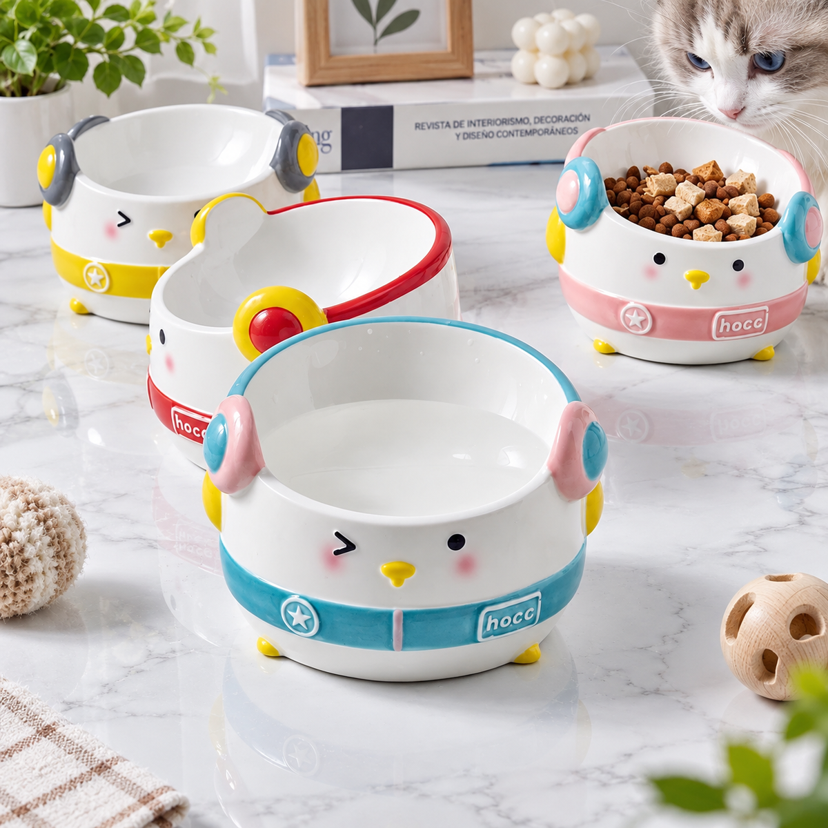 Hip-Hop Penguin Ceramic Pet Bowl | detail image 9 | square correction | FULL_FRAME_OUTPAINT_TEXT_LAYOUT_REBUILD | 20260919