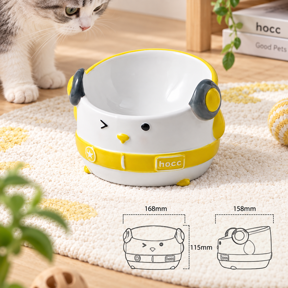 Hip-Hop Penguin Ceramic Pet Bowl | detail image 15 | square correction | FULL_FRAME_OUTPAINT_TEXT_LAYOUT_REBUILD | 20260919