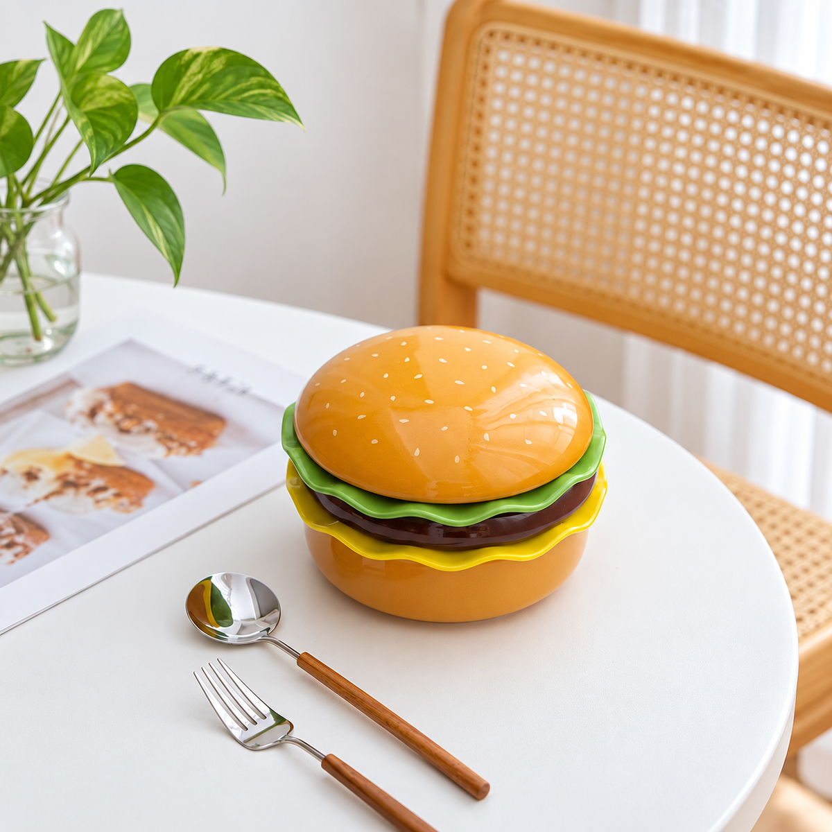 Burger Ceramic Pet Bowl Series | detail image 11 | square correction | FULL_FRAME_OUTPAINT_TEXT_LAYOUT_REBUILD | 20260919