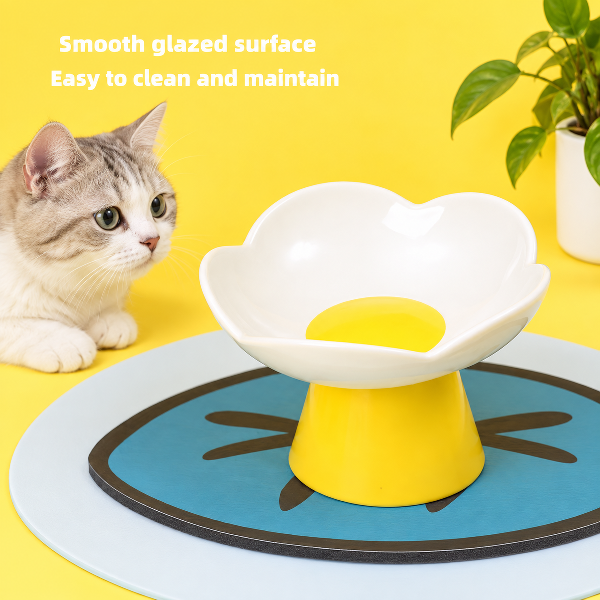 Blooming Flower Ceramic Pet Bowl | detail image 11 | square correction | FULL_FRAME_OUTPAINT_TEXT_LAYOUT_REBUILD | 20260919