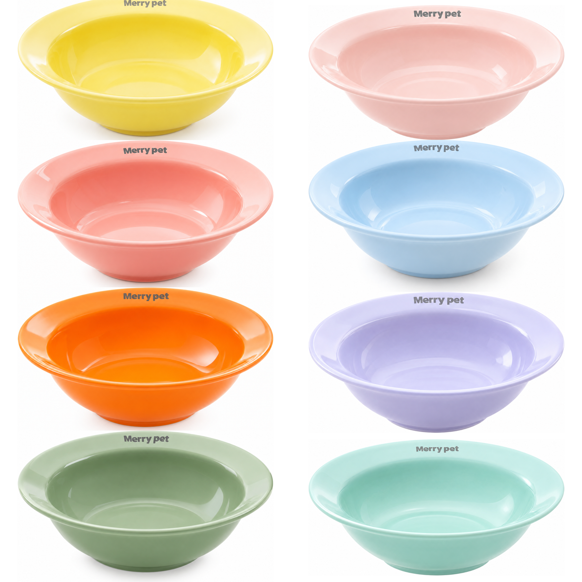Merry Pet macaron bone china pet bowl in 8 colours - white-background multi-variant hero - revised 1:1