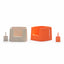 MICHU XXL container cat litter boxes in orange and beige with matching scoops on white background