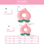 Bigger Fish peach cat Elizabeth collar - English size chart with M and S measurements