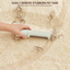 Portable reusable lint remover rolling over carpet to lift pet hair