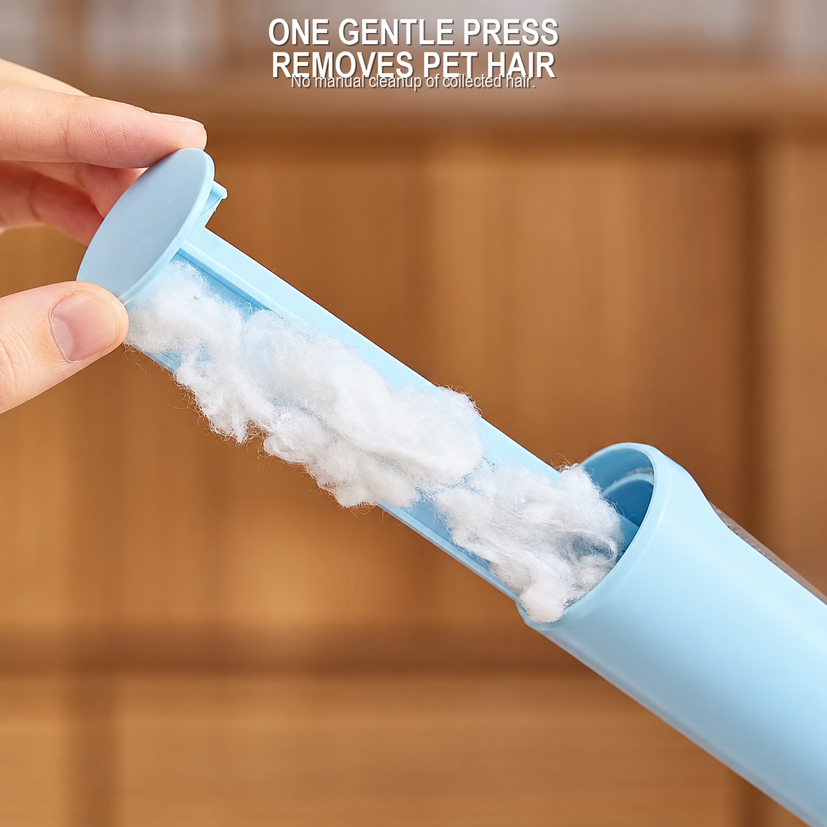 Reusable lint remover showing collected pet hair removed from the roller