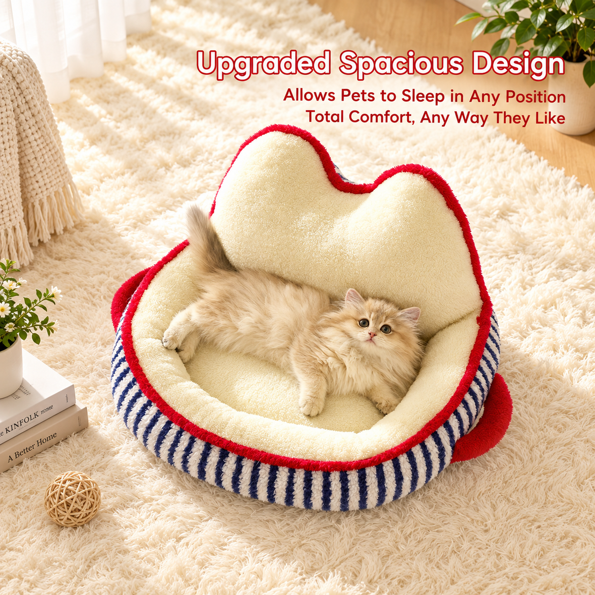 Indoor Cat Bed Warm Soft Comfortable Cute Design Washable Plush Pet Bed Dog Calming Bed Indoor Cat Bed Indoor Pet Bed Washable Dog Bed for Autumn Winter | source image 02 | content-safe square revision | TEXT_LAYOUT_REBUILD | textLayer=transparent-overlay-rebuilt | 20260920-v6
