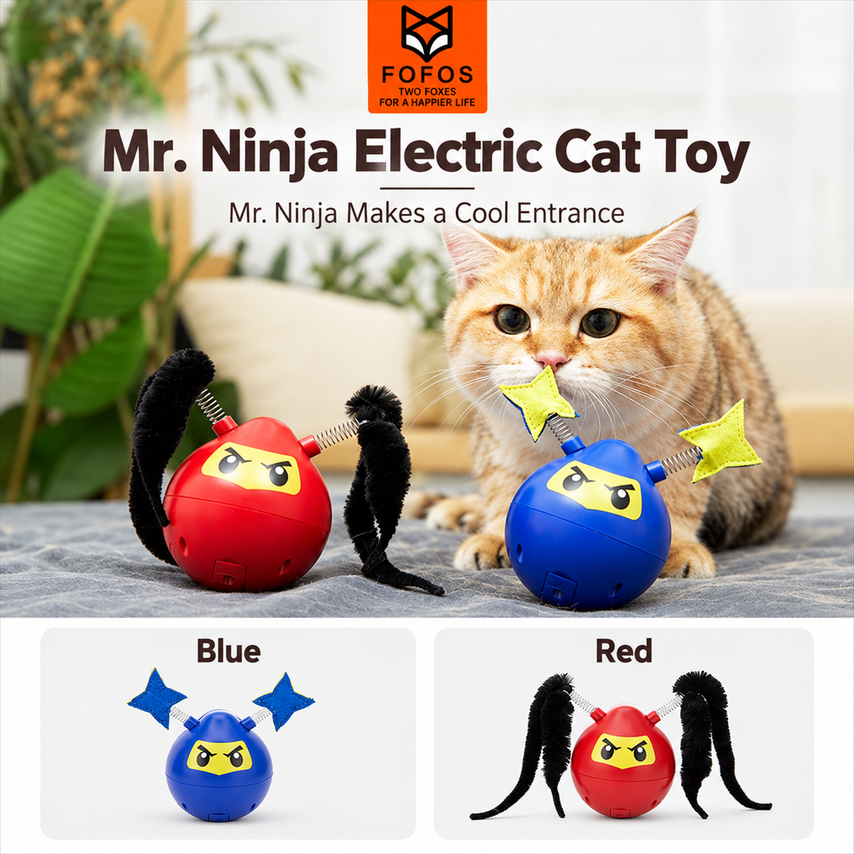 Fofos Mr. Ninja automatic cat toy - English detail module 1-1