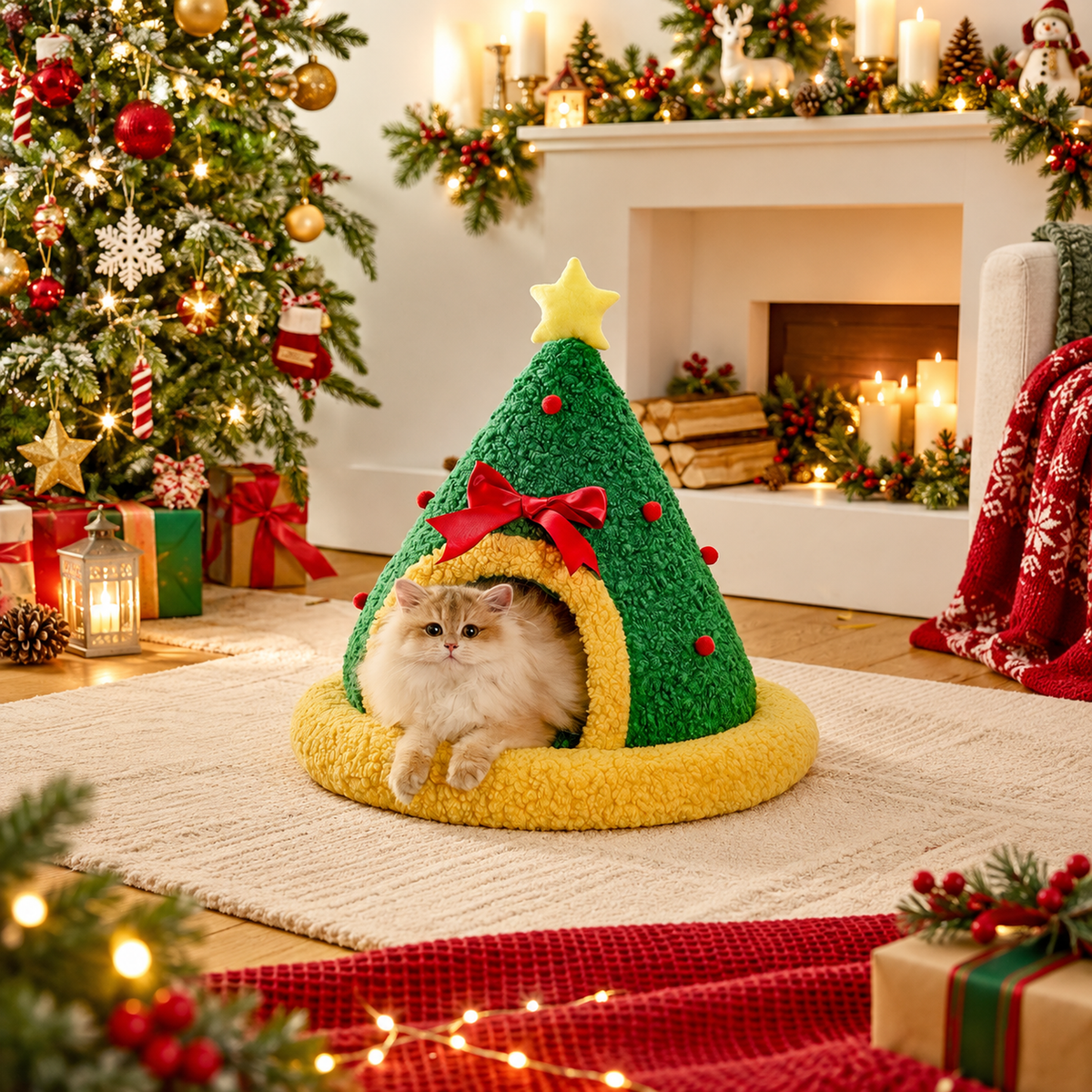 Christmas Pet Nest, Warm Winter Bed for Pets | source image 02 | content-safe square revision | FULL_FRAME_OUTPAINT | textLayer=none | 20260920-v6