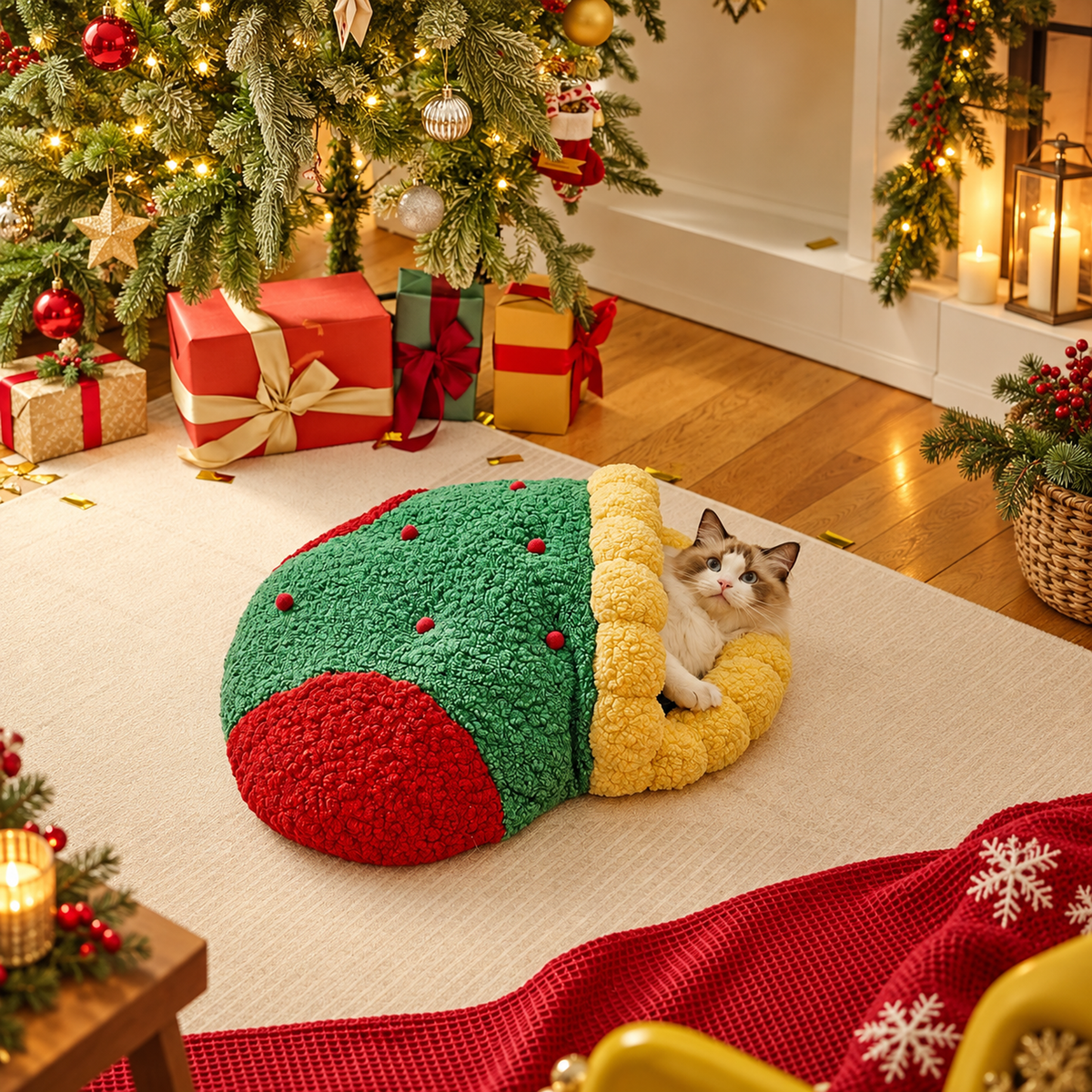 Christmas Pet Nest, Warm Winter Bed for Pets | source image 05 | content-safe square revision | FULL_FRAME_OUTPAINT | textLayer=none | 20260920-v6