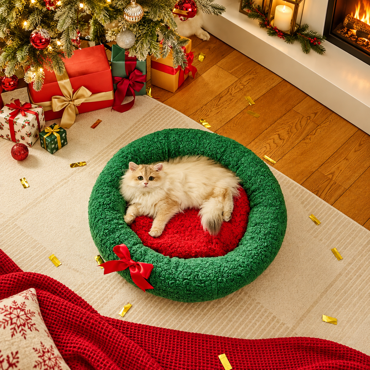 Christmas Pet Nest, Warm Winter Bed for Pets | source image 07 | content-safe square revision | FULL_FRAME_OUTPAINT | textLayer=none | 20260920-v6