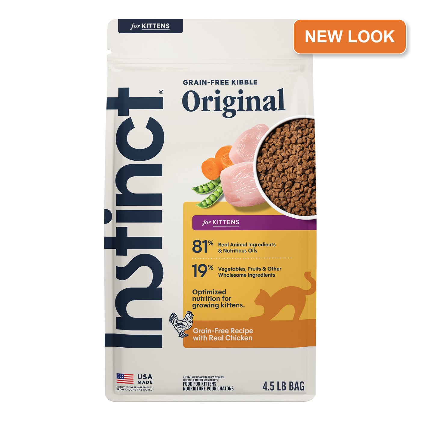 Instinct Original Kitten Chicken cat food 4.5 lb new packaging