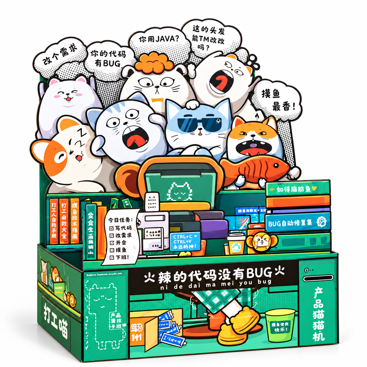 Work Cat Programmer scratcher box single design on white