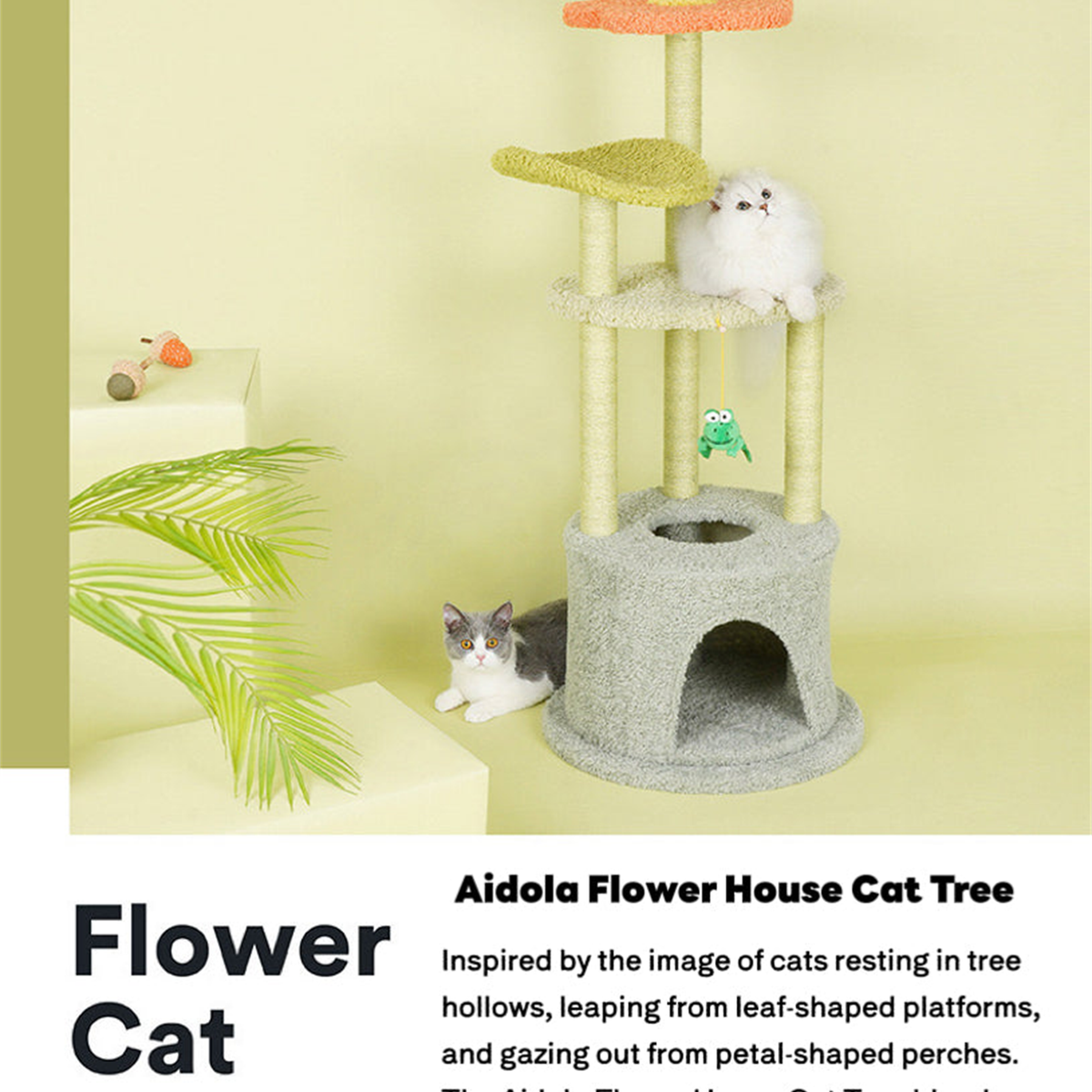 SUPERSEDED | Revised | ZEZE Aidola Flower House Cat Tree | gallery image 02 | square source text preserved