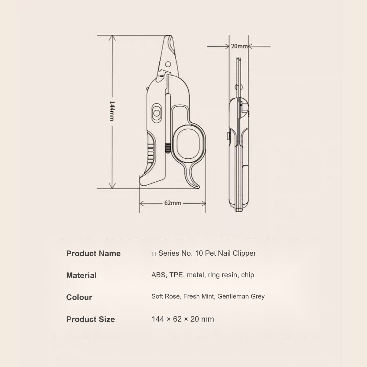 Pakeway pet nail clipper dimensions, material and product specifications
