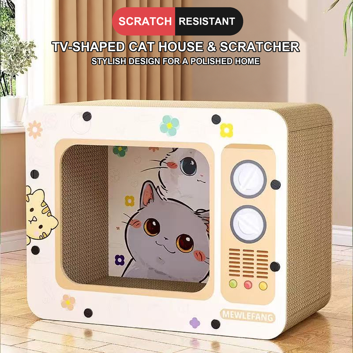 TV-shaped cat scratcher house detail 03 - English translated corrected 1:1