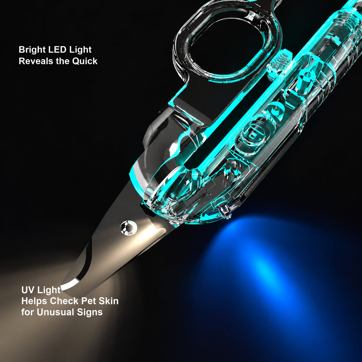 LED and UV light functions on a Pakeway pet nail clipper