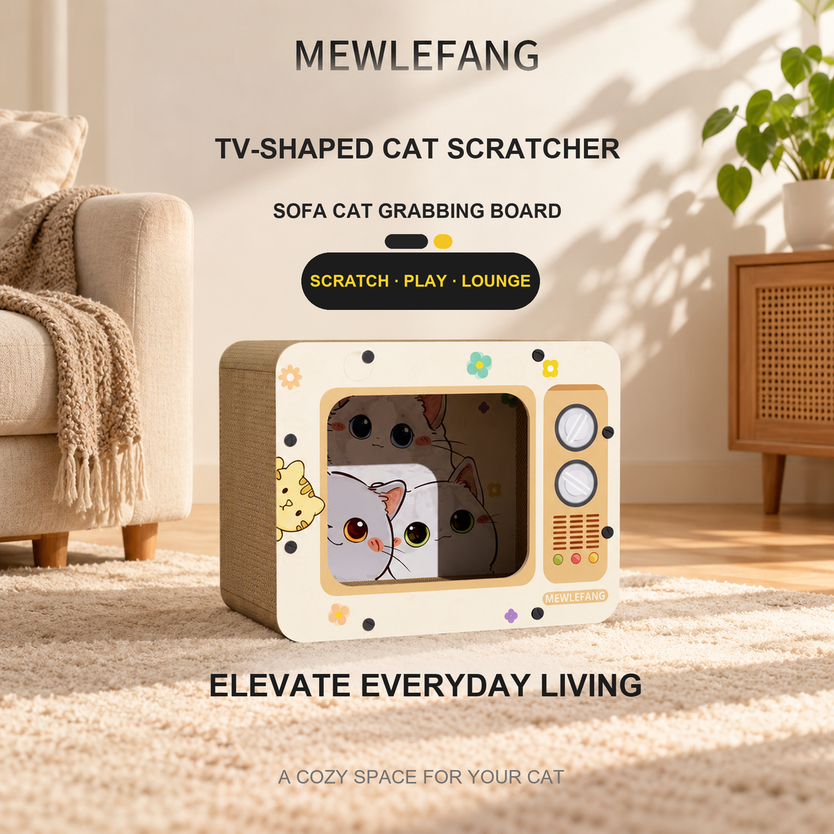TV-shaped cat scratcher house detail 06 - English translated corrected 1:1