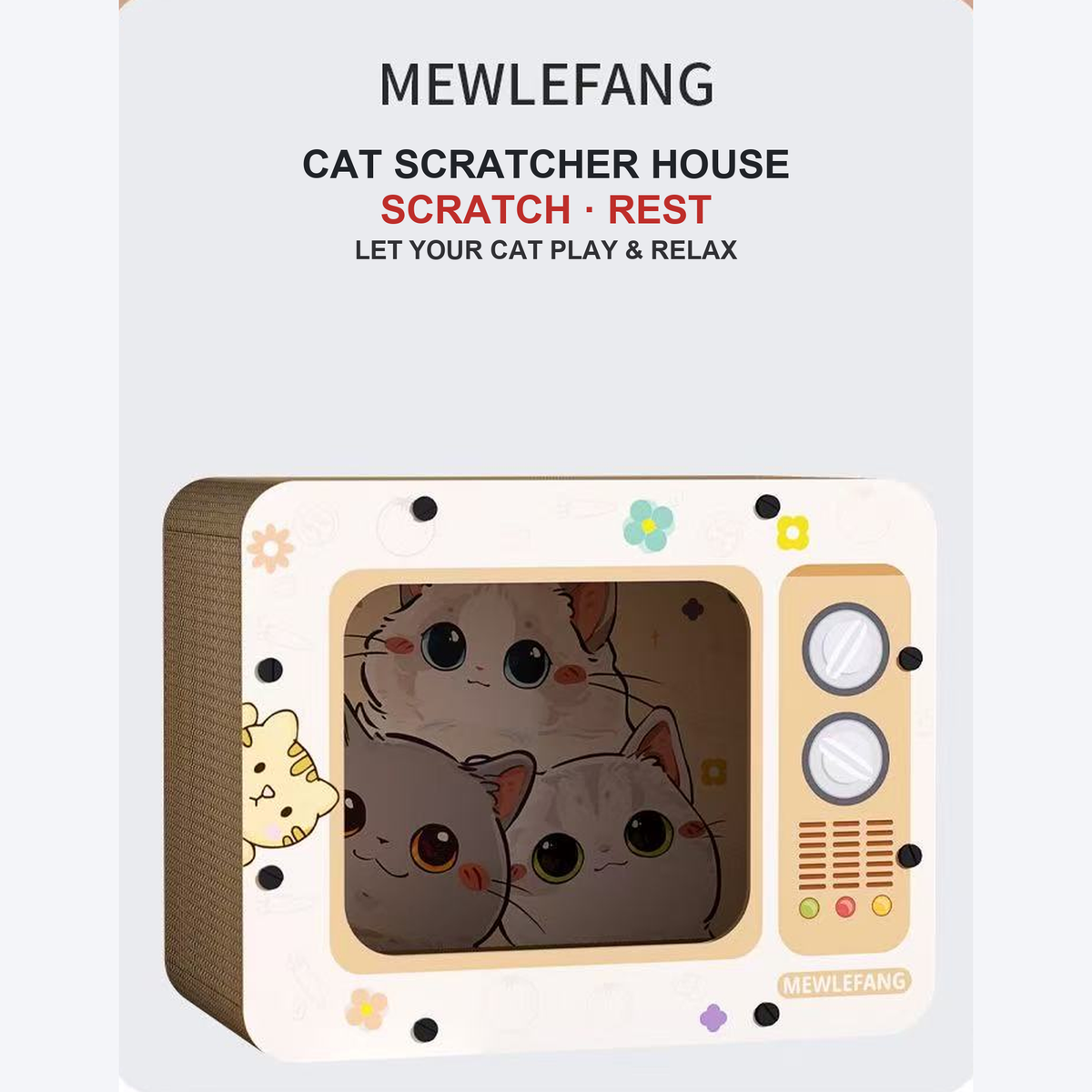 TV-shaped cat scratcher house detail 08 - English translated corrected 1:1