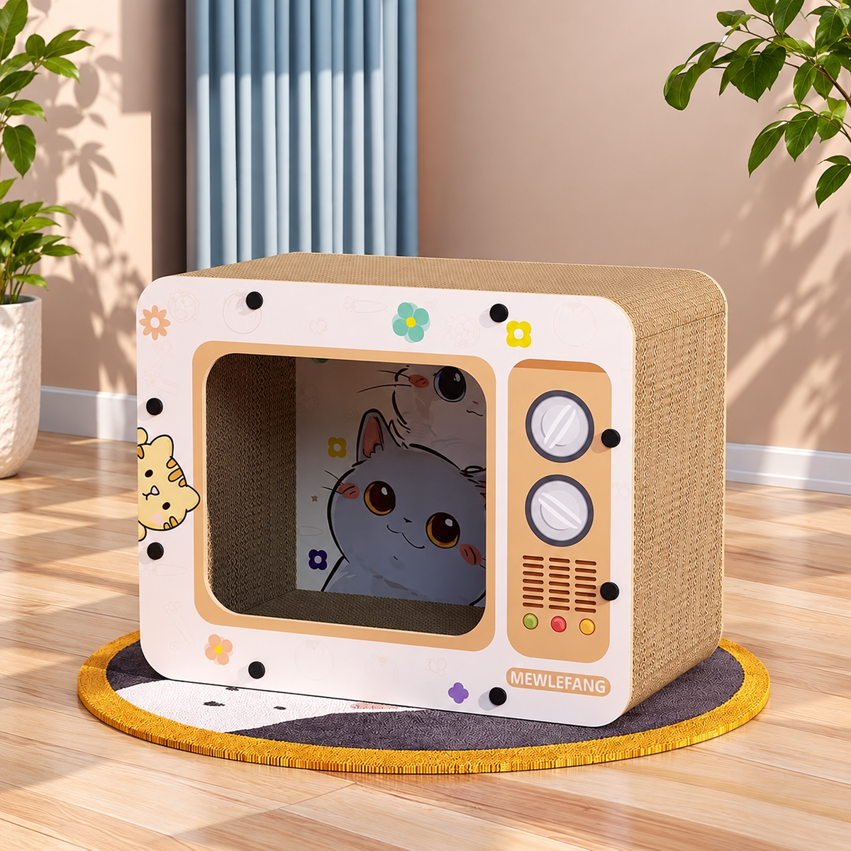 TV-shaped cat scratcher house detail 10 - English translated corrected 1:1