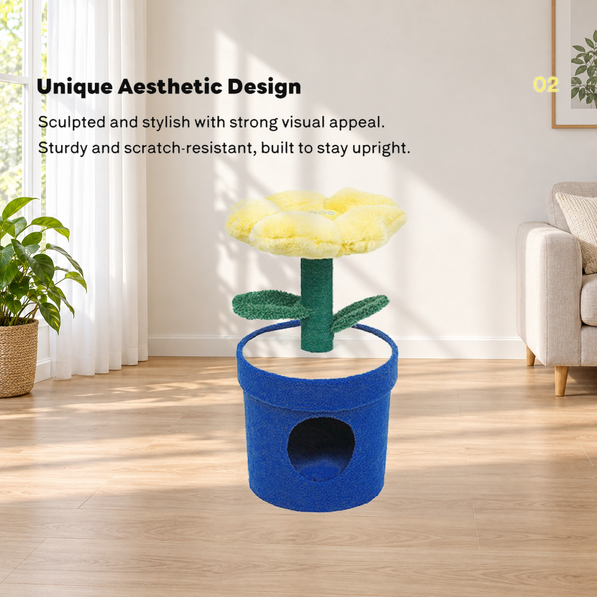 Revised | ZEZE Barbie Potted Flower Cat Condo | source image 10 | TEXT_LAYOUT_REBUILD | textLayer=transparent-overlay | complete square