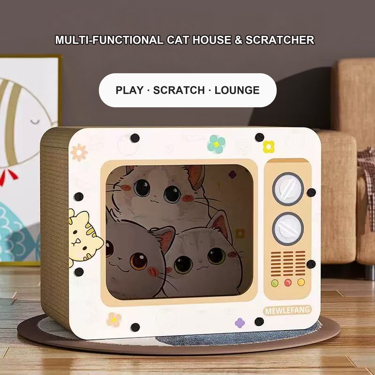 TV-shaped cat scratcher house detail 11 - English translated corrected 1:1