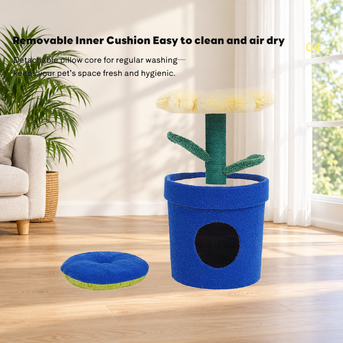 Revised | ZEZE Barbie Potted Flower Cat Condo | source image 12 | TEXT_LAYOUT_REBUILD | textLayer=transparent-overlay | complete square