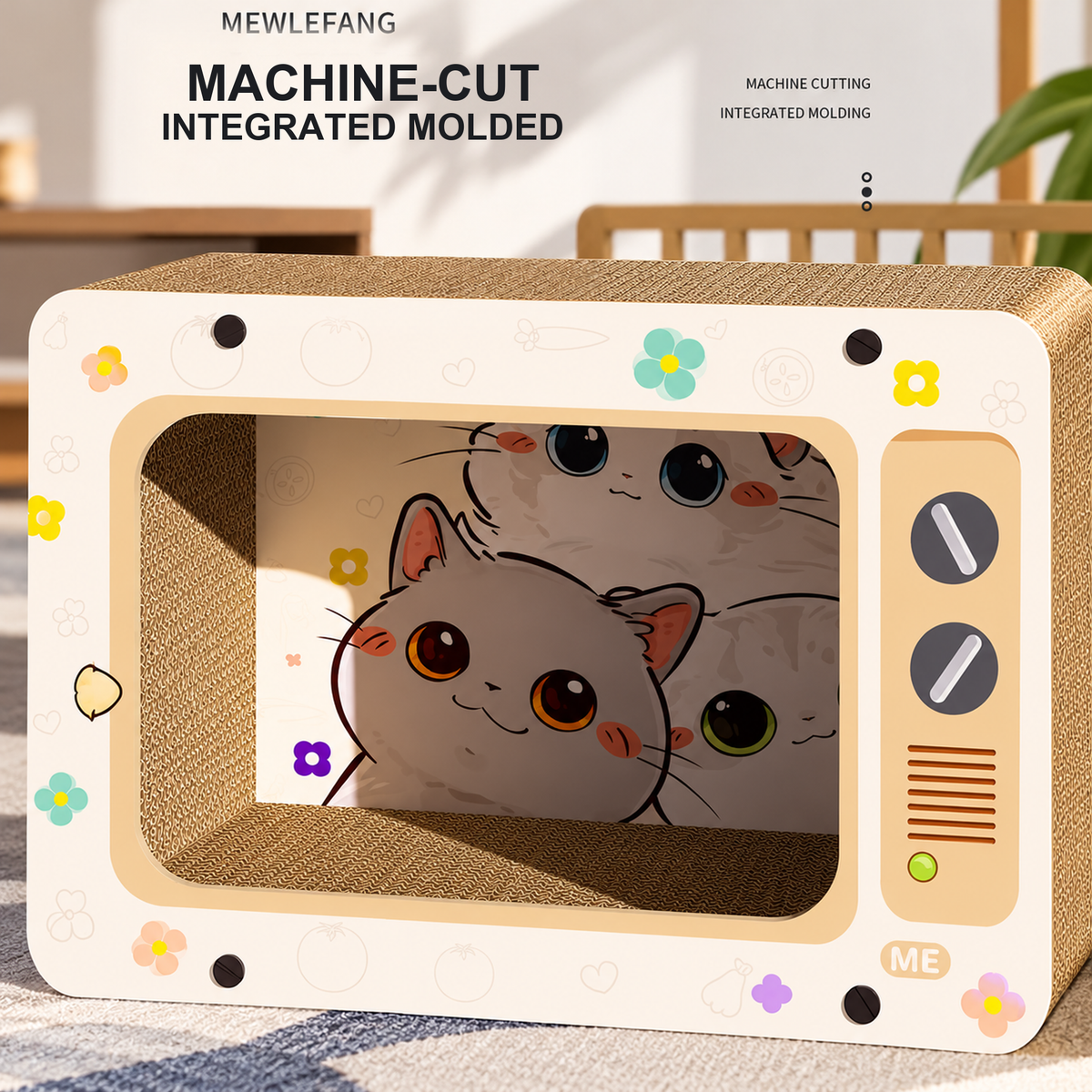 TV-shaped cat scratcher house detail 13 - English translated corrected 1:1