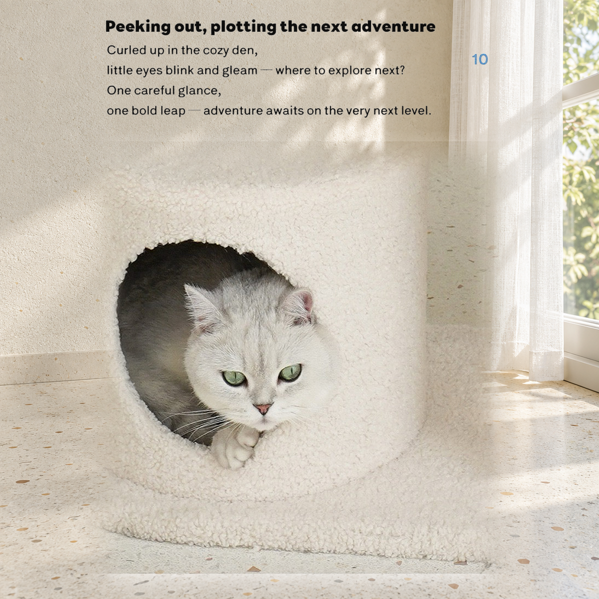 Revised | ZEZE White Cream Style Cat Tree | source image 14 | TEXT_LAYOUT_REBUILD | textLayer=transparent-overlay | complete square