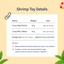 Fofos shrimp cat toy details with weights, sizes, material and safety notes