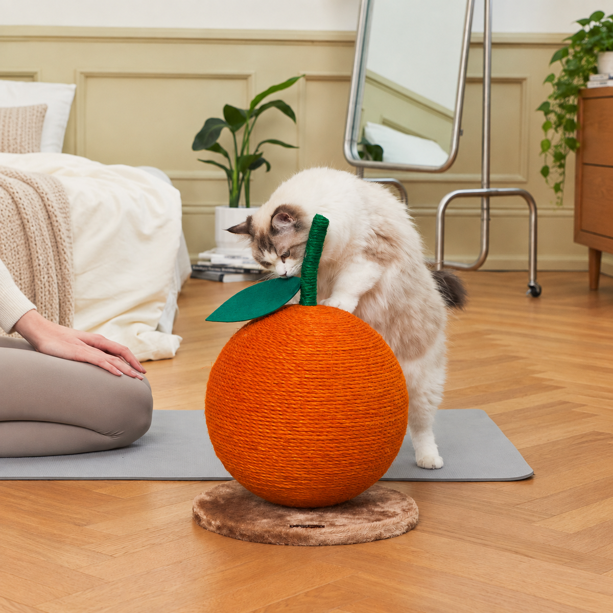 SUPERSEDED | Revised v2 | VETRESKA Tangerine Cat Scratching Ball | gallery image 06 | full-bleed square no border