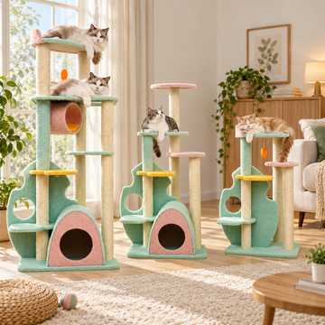 Scene | Destiny Pet Pink Forest Cat Tree | square multi-variant lifestyle image