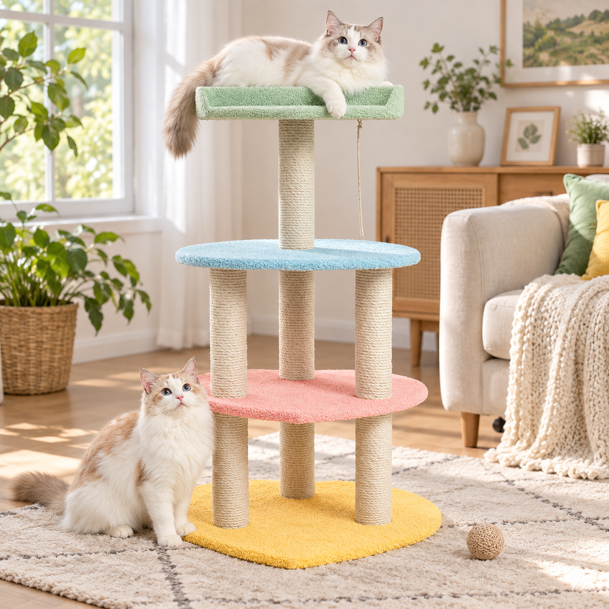 Scene | VETRESKA 38.6-in Multi-Level Cat Tree with Love-Shaped Platforms | square lifestyle image