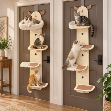 Scene | Destiny Pet Door-Mounted Cat Climber | square multi-variant lifestyle image