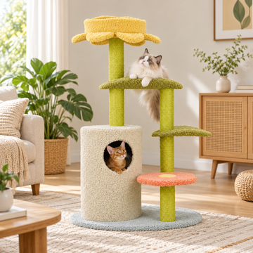 Scene | ZEZE Aidola Flower House Cat Tree | square multi-variant lifestyle image