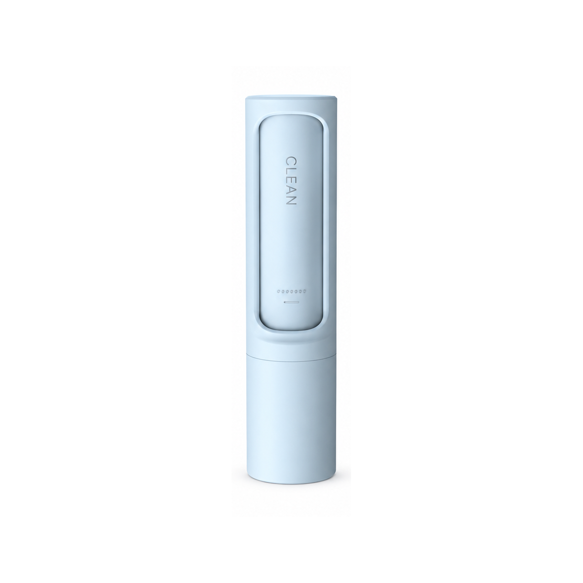 Blue portable pet hair remover roller on a white background