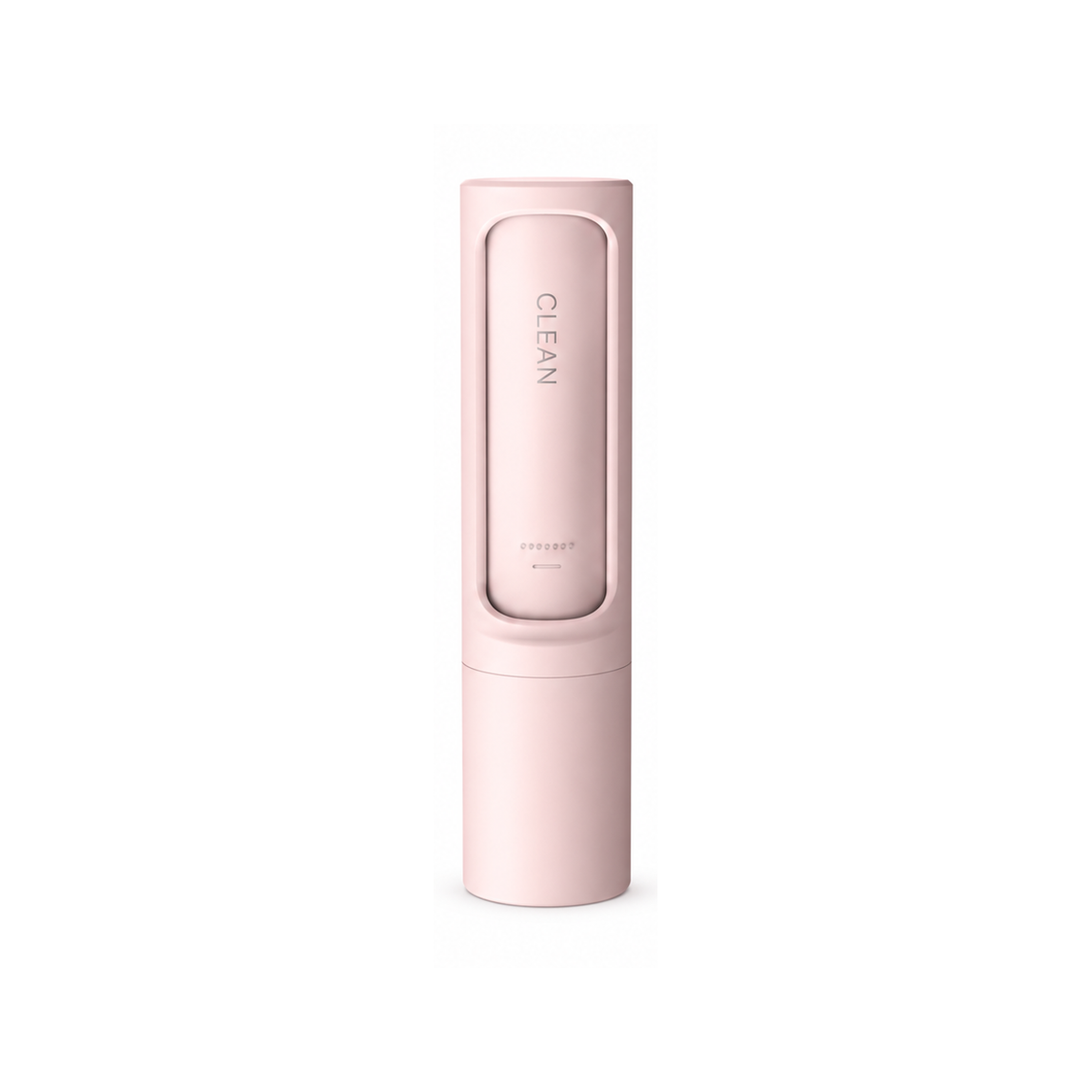 Pink portable pet hair remover roller on a white background