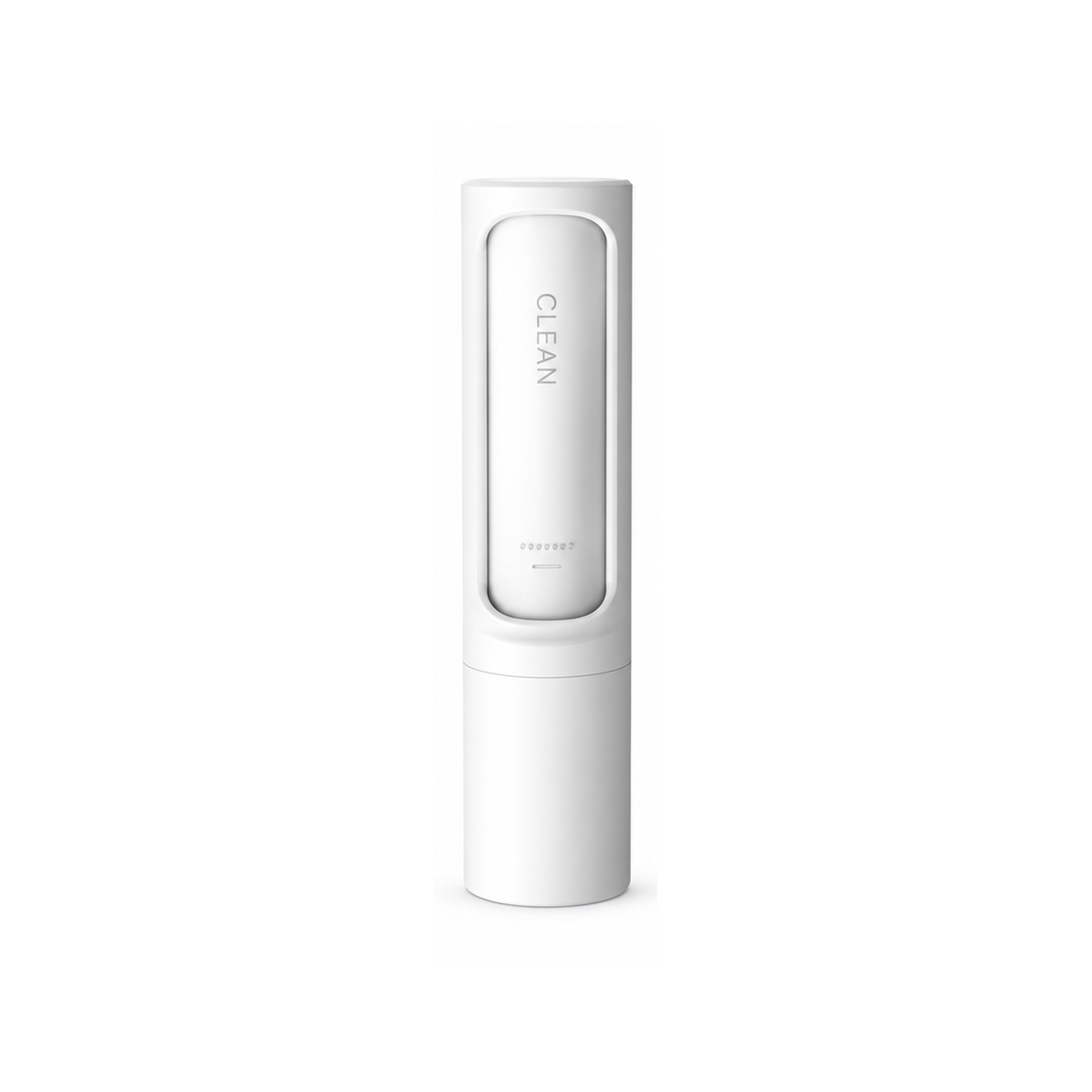 White portable pet hair remover roller on a white background