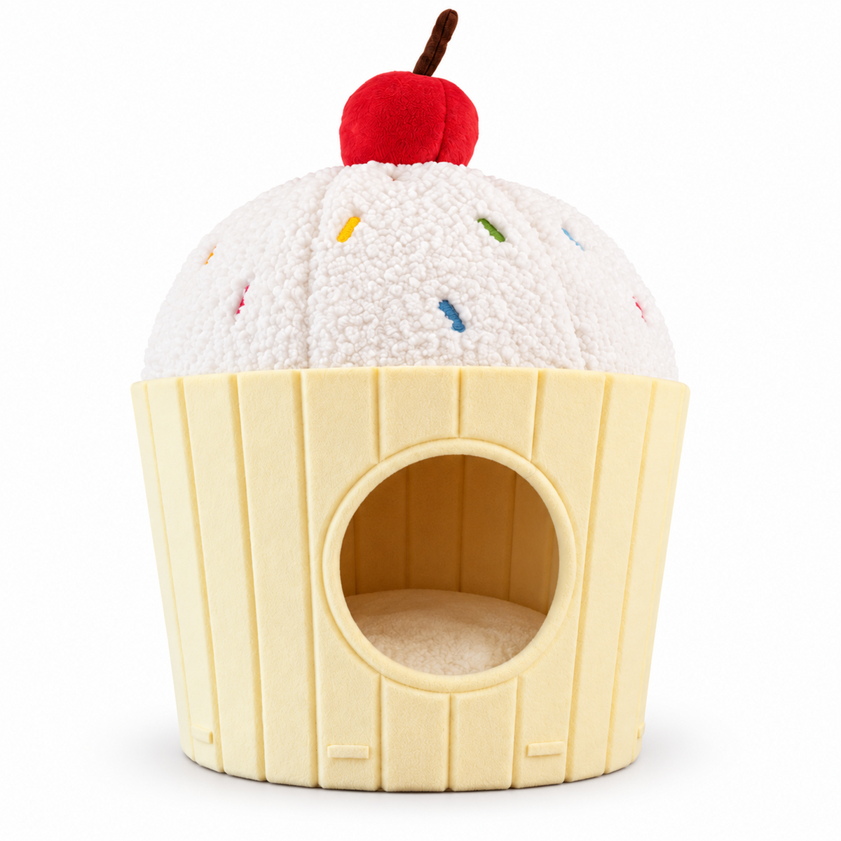 Yellow cupcake cat house clean white-background product image
