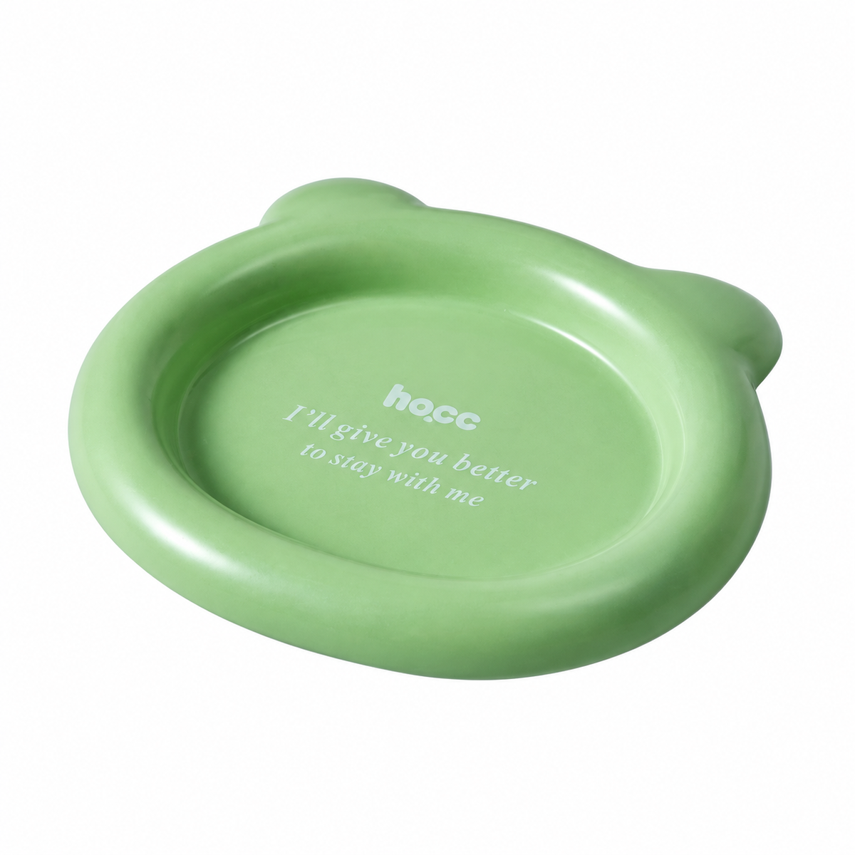 Colorful Ceramic Pet Plates | clean white SKU packshot | Bear Green | VARIANT_MEDIA_CORRECTION