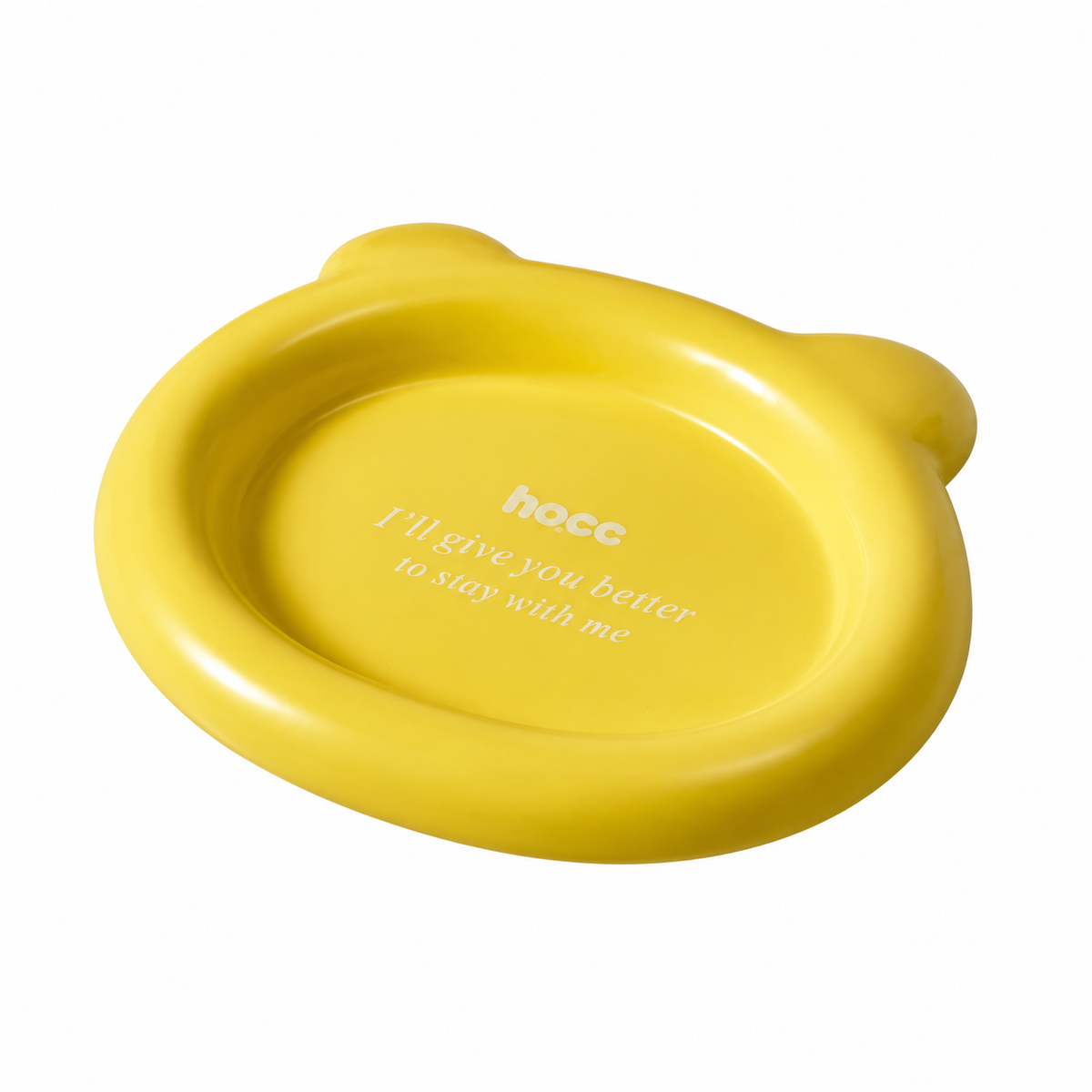 Colorful Ceramic Pet Plates | clean white SKU packshot | Bear Yellow | VARIANT_MEDIA_CORRECTION