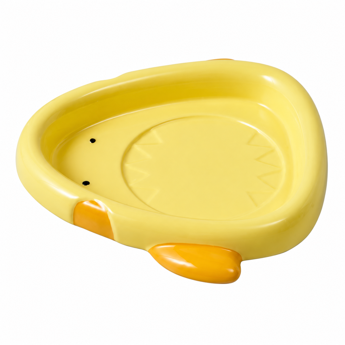 Colorful Ceramic Fish-Shaped Pet Plates | clean white SKU packshot | Big Mouth Fish Yellow | VARIANT_MEDIA_CORRECTION