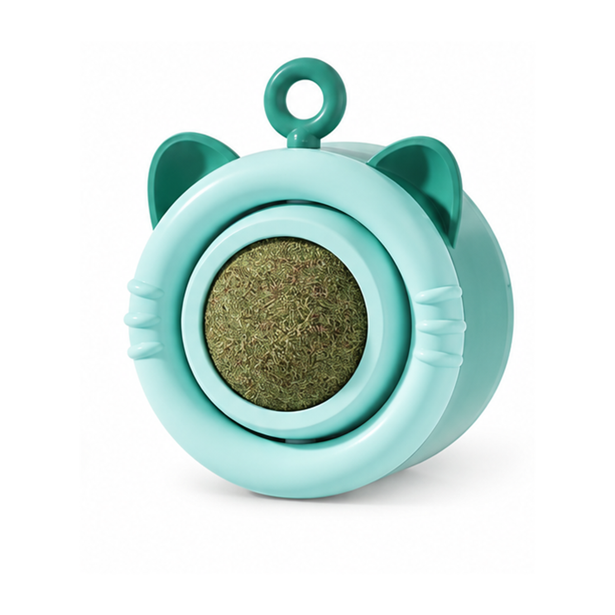 Catnip lick toy for cats - blue-green variant on white background