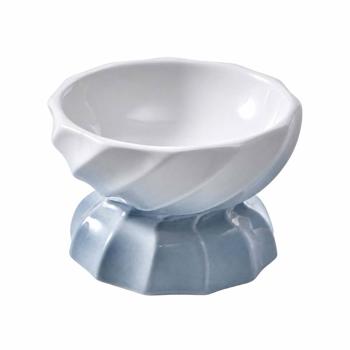 Macaron Gradient Ceramic Pet Bowl | clean white SKU packshot | Flat Bowl Gray | VARIANT_MEDIA_CORRECTION