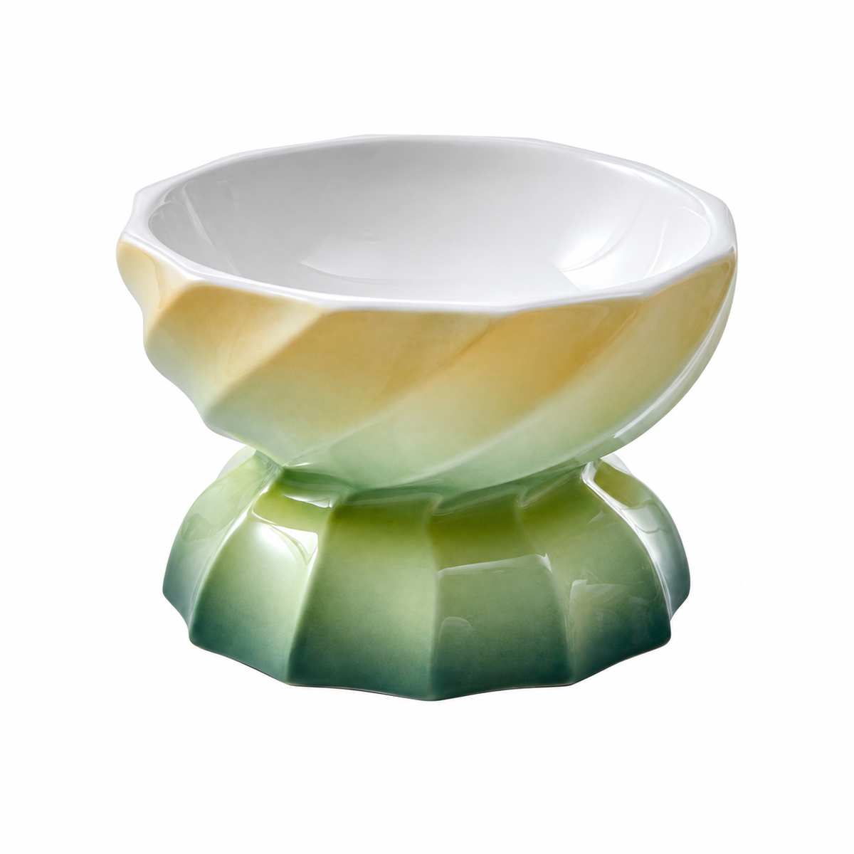 Macaron Gradient Ceramic Pet Bowl | clean white SKU packshot | Flat Bowl Green | VARIANT_MEDIA_CORRECTION