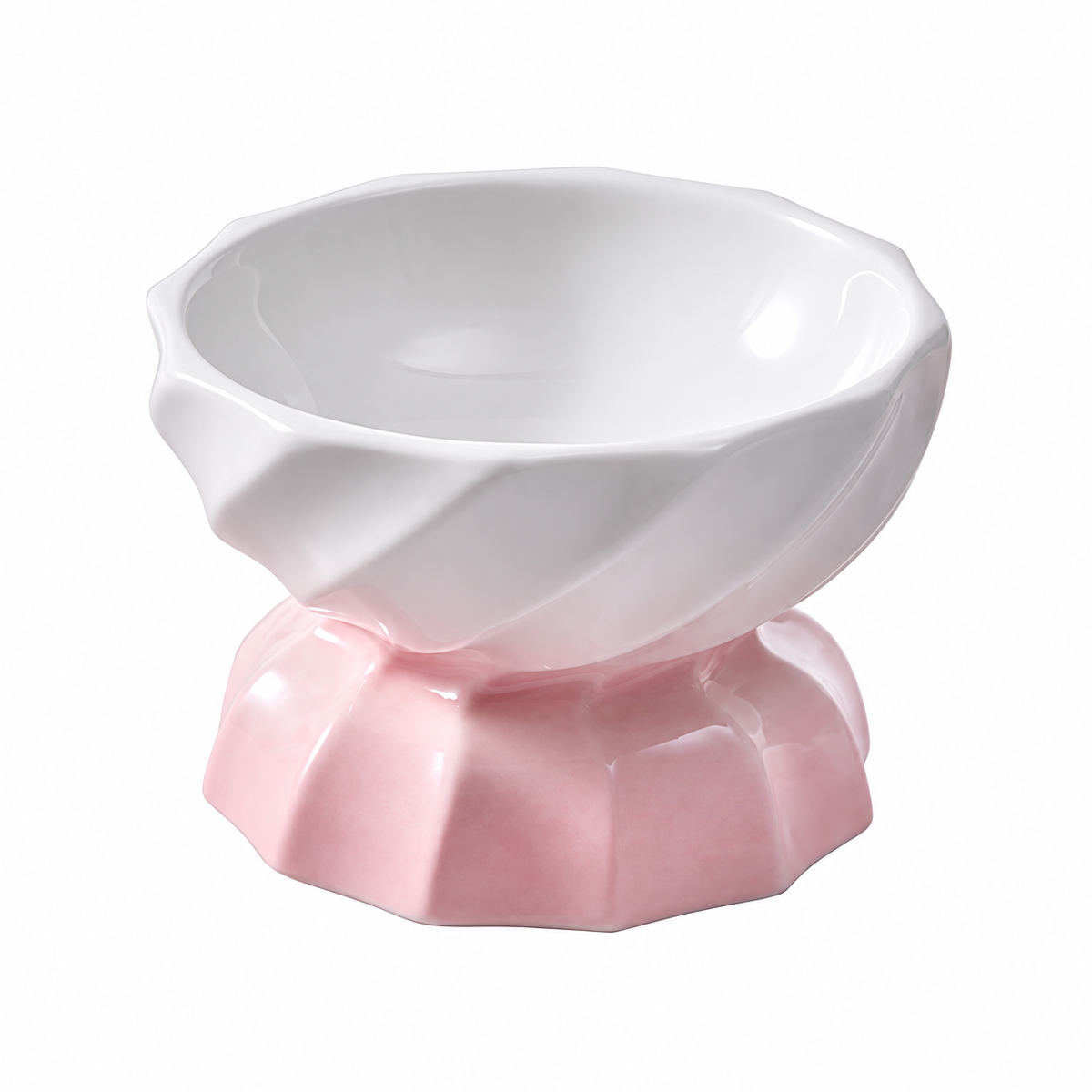 Macaron Gradient Ceramic Pet Bowl | clean white SKU packshot | Flat Bowl Pink | VARIANT_MEDIA_CORRECTION