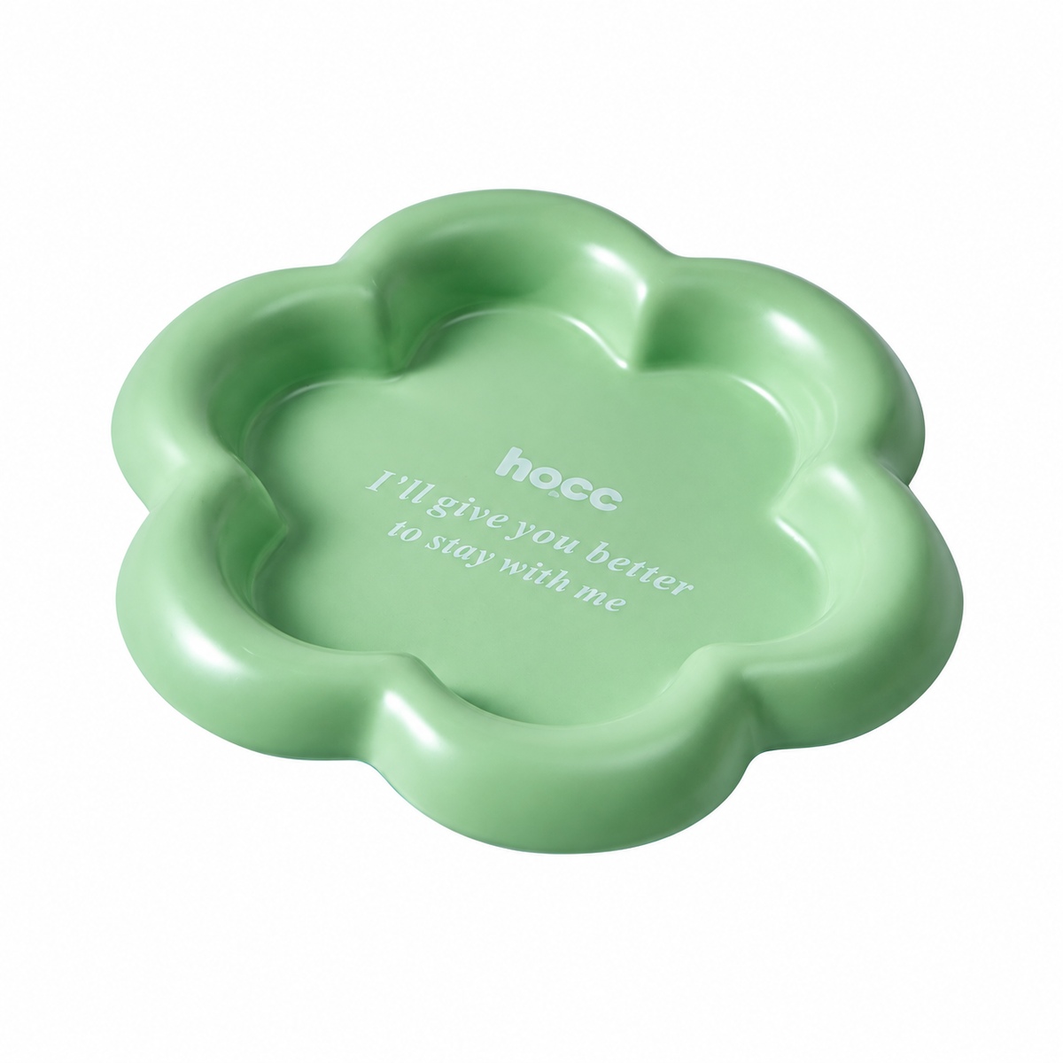Colorful Ceramic Pet Plates | clean white SKU packshot | Flower Green | VARIANT_MEDIA_CORRECTION