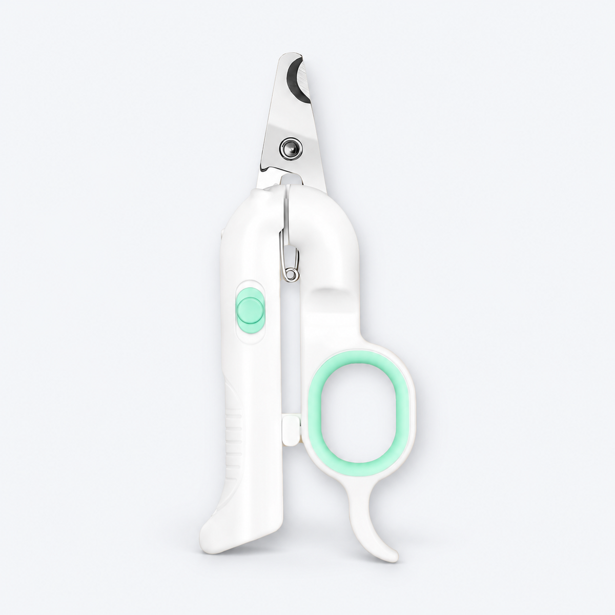 Green Pakeway dual-light pet nail clipper on a clean white background